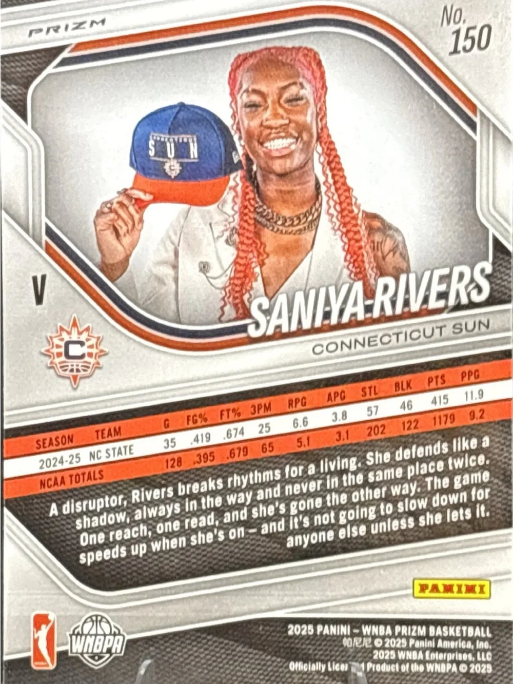 Panini Prizm Saniya Rivers Rookie Basketball Holo Refractor Card